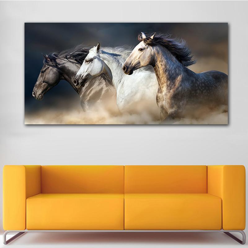 Running Horses Canvas Wall Art - Indigo-Temple