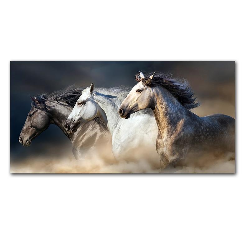 Running Horses Canvas Wall Art - Indigo-Temple