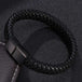Men's Braided Leather Magnetic Bracelet - Indigo-Temple