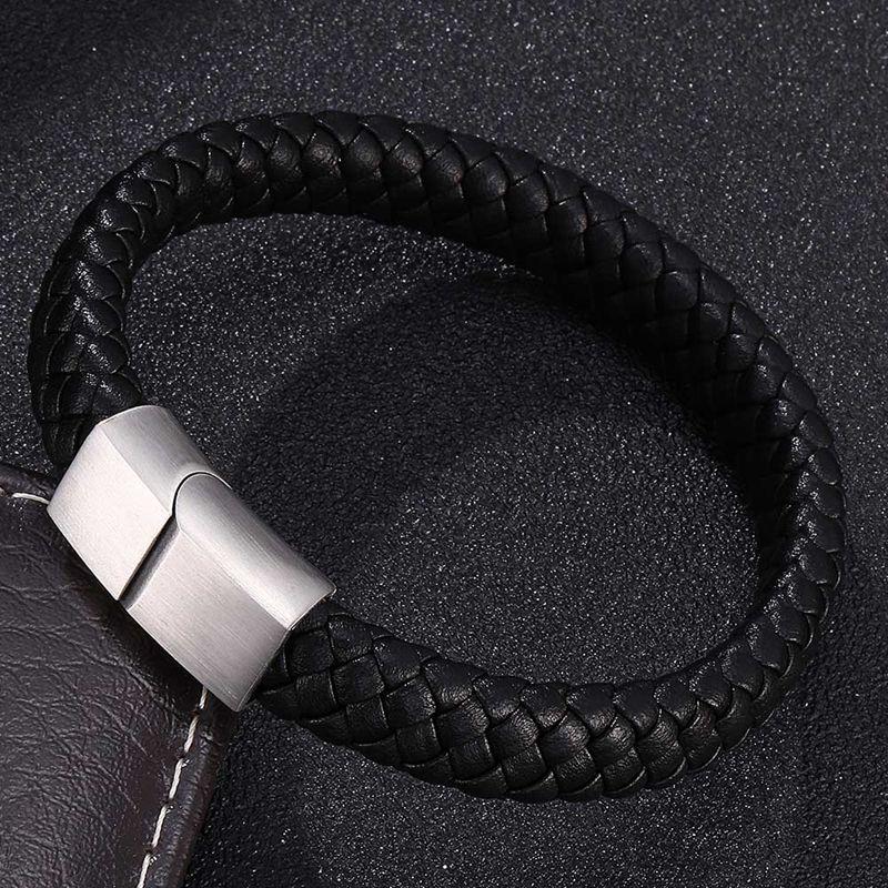 Men's Braided Leather Magnetic Bracelet - Indigo-Temple