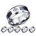Engraved Symbol Carbon Fiber Blue-Glow Ring - Indigo-Temple