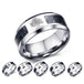 Engraved Symbol Carbon Fiber Blue-Glow Ring - Indigo-Temple