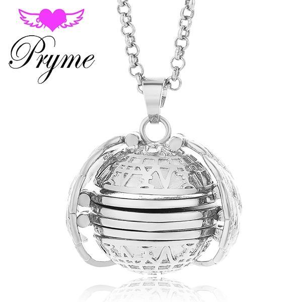 Elegant Angel Wings 6-Photo Locket Necklace - Indigo-Temple