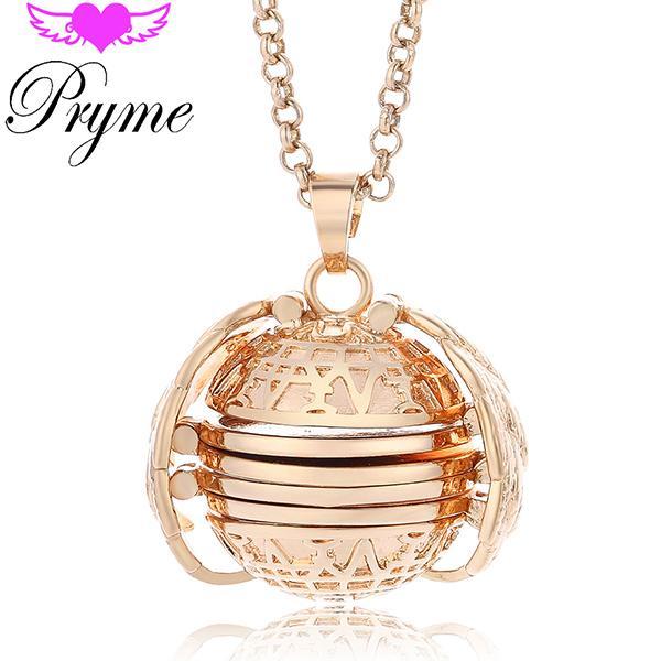 Elegant Angel Wings 6-Photo Locket Necklace - Indigo-Temple