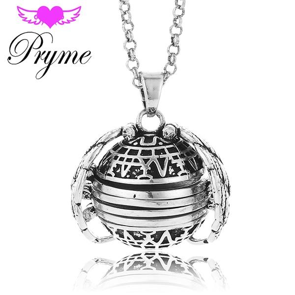 Elegant Angel Wings 6-Photo Locket Necklace - Indigo-Temple