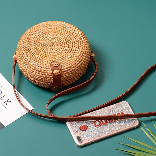 Tropical Hand-Woven Straw Purses - Indigo-Temple