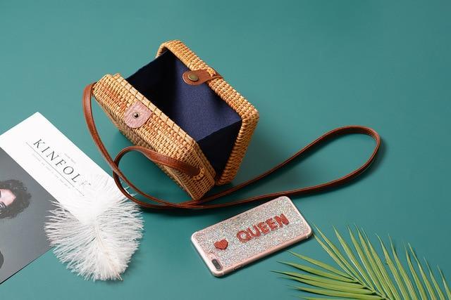 Tropical Hand-Woven Straw Purses - Indigo-Temple