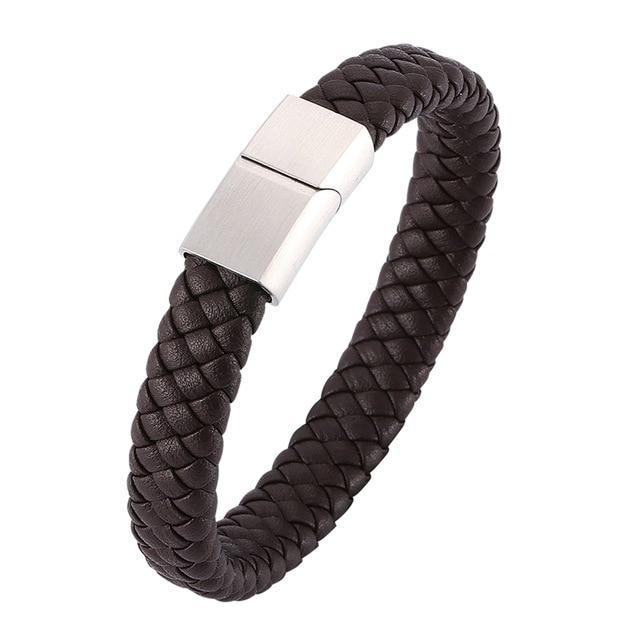 Men's Braided Leather Magnetic Bracelet - Indigo-Temple