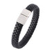 Men's Braided Leather Magnetic Bracelet - Indigo-Temple
