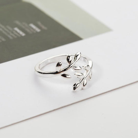 Olive Tree Branch Women's Open Ring - Indigo-Temple