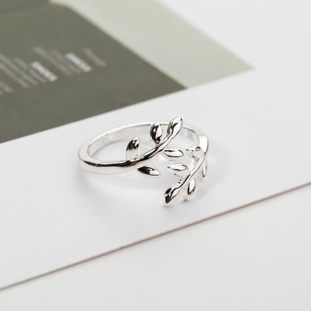 Olive Tree Branch Women's Open Ring - Indigo-Temple