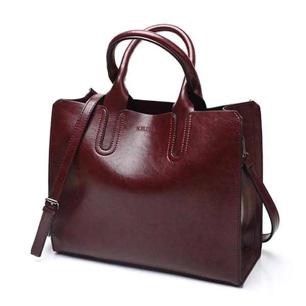 ACELURE™ Women's Leather Casual Tote Bag - Indigo-Temple