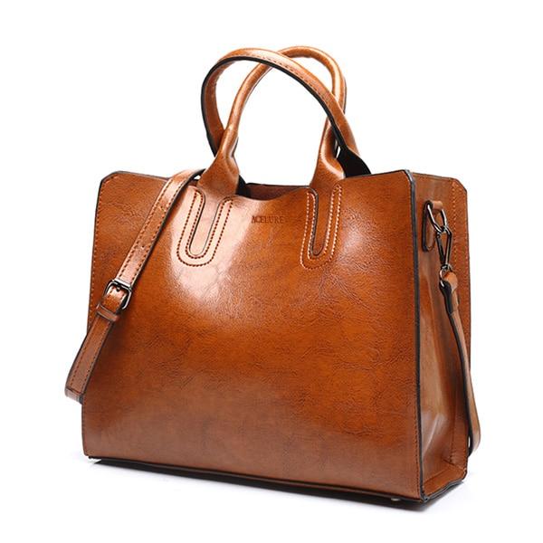 ACELURE™ Women's Leather Casual Tote Bag - Indigo-Temple
