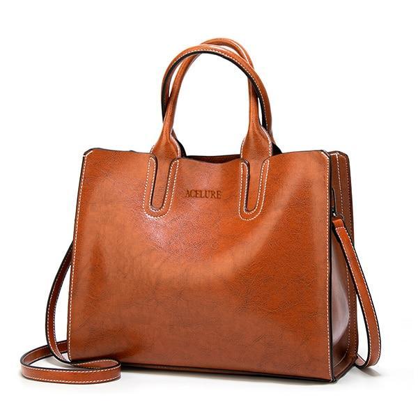 ACELURE™ Women's Leather Casual Tote Bag - Indigo-Temple