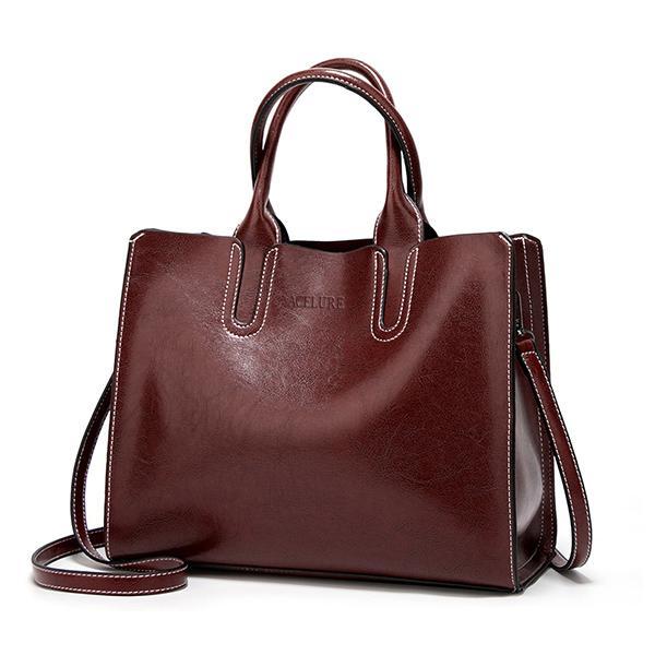ACELURE™ Women's Leather Casual Tote Bag - Indigo-Temple
