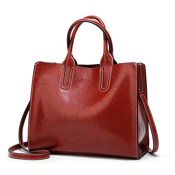 ACELURE™ Women's Leather Casual Tote Bag - Indigo-Temple