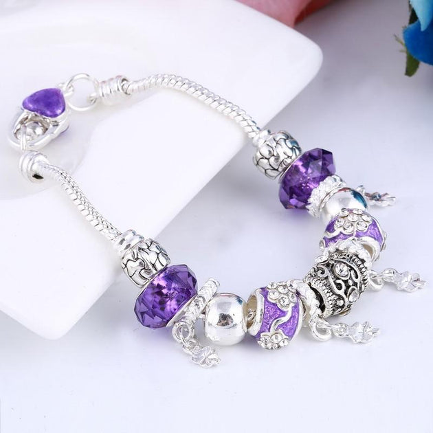 Women's Decorative Bead and Charm Bracelet - Indigo-Temple