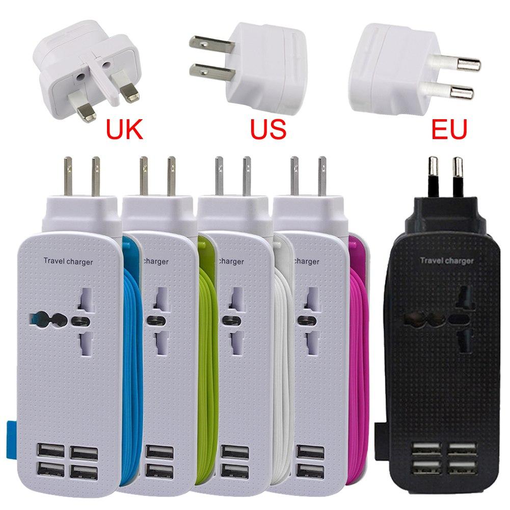 2-IN-1 Travel Adapter - 4 USB Hub & Extension Cord - Indigo-Temple