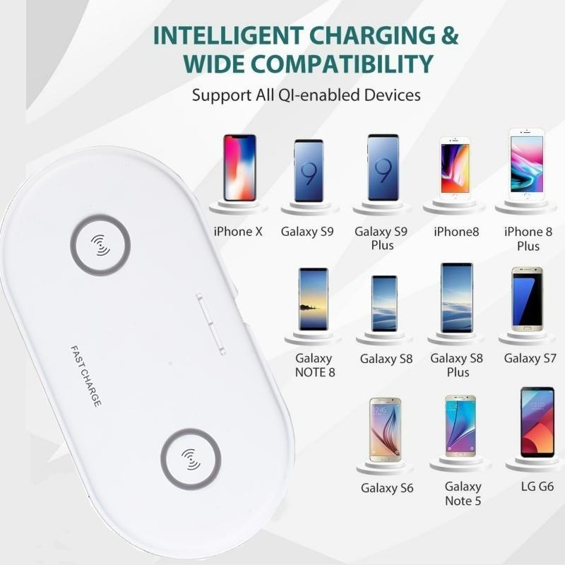 Dual-Coil Qi Wireless Quick-Charge Pad - Indigo-Temple